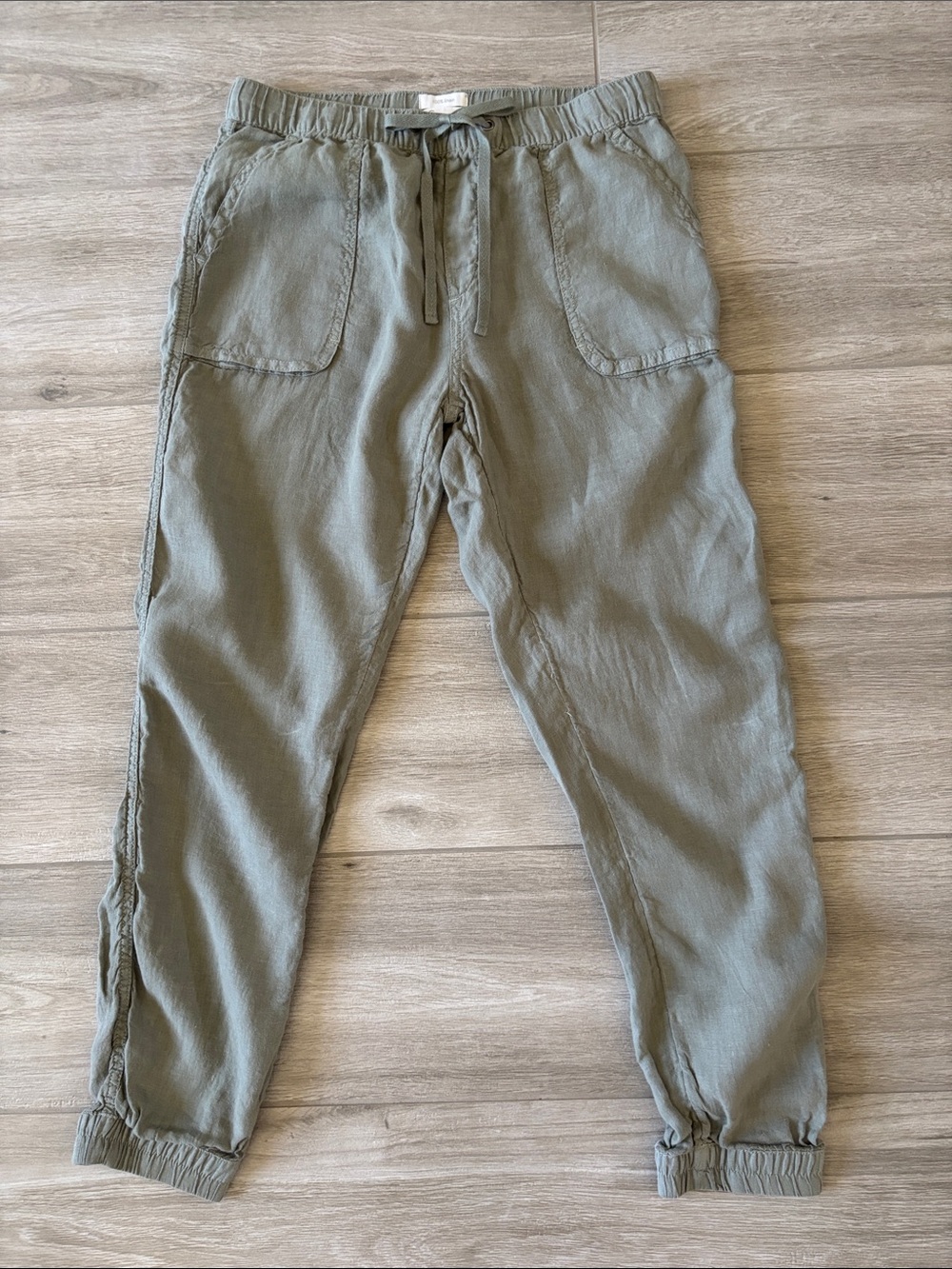 C & C California Green Wash Linen Jogger Pants With Pockets Size Medium - Picture 2 of 10